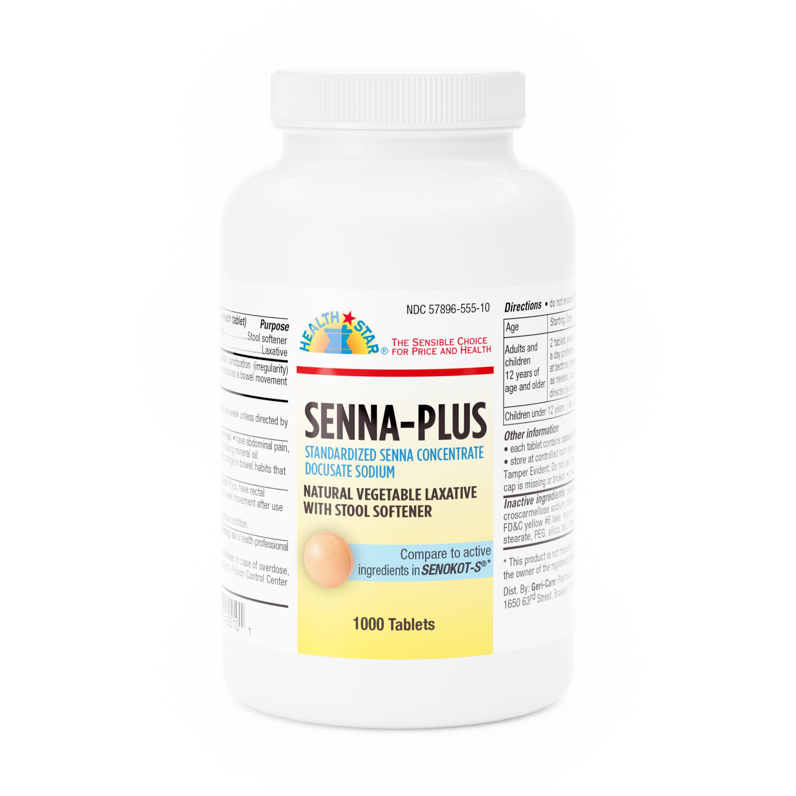 Senna Plus - 1000 Tablets - Geri-Care Pharmaceuticals