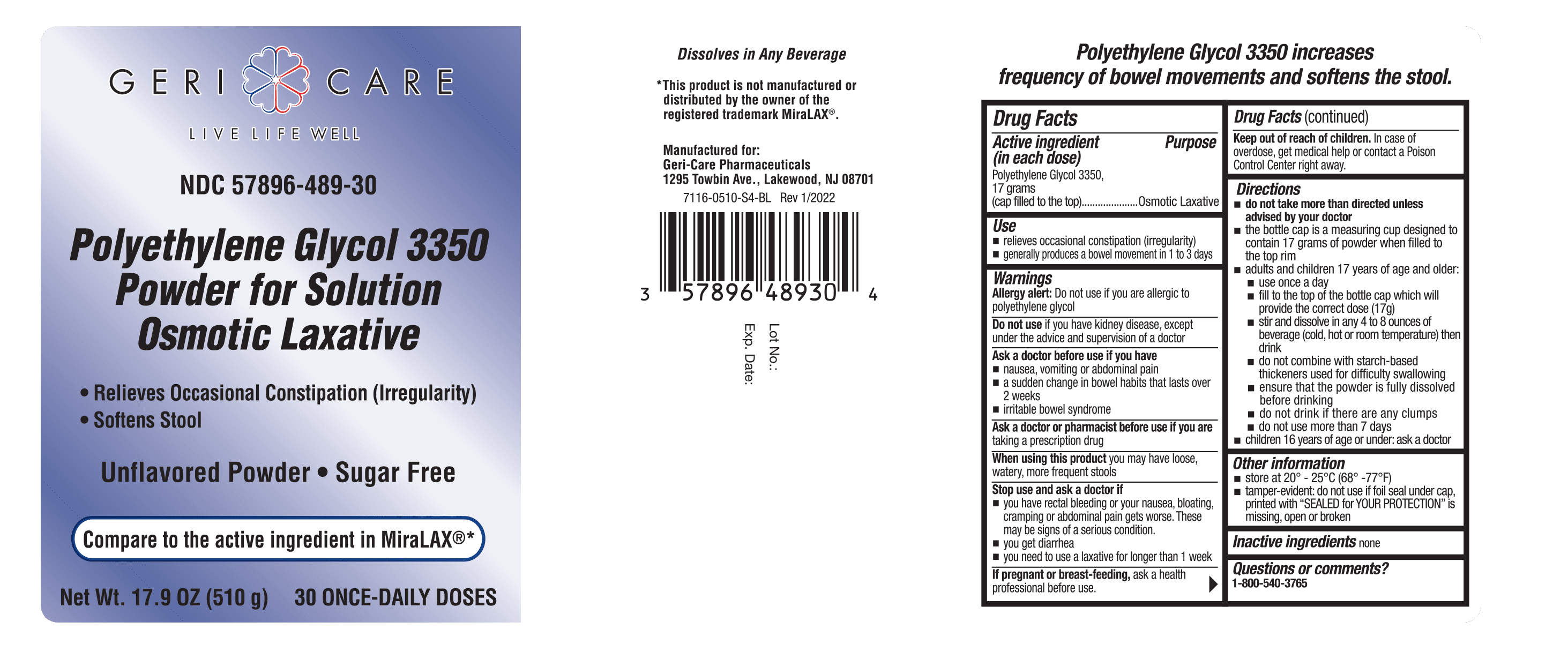 Polyethylene Glycol Powder - 30 Doses - Geri-Care Pharmaceuticals
