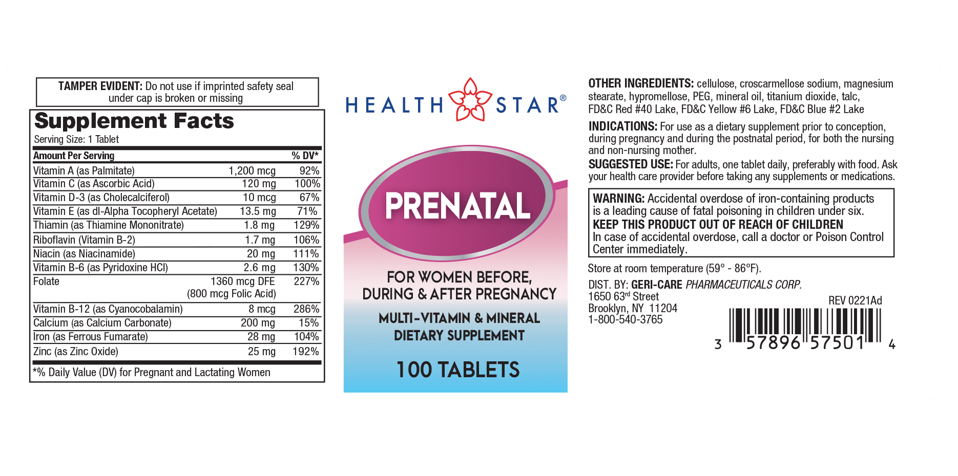 Pregnum Tablet Prenatal Multi-Vitamins - 100 Tablets - Geri-Care Pharmaceuticals