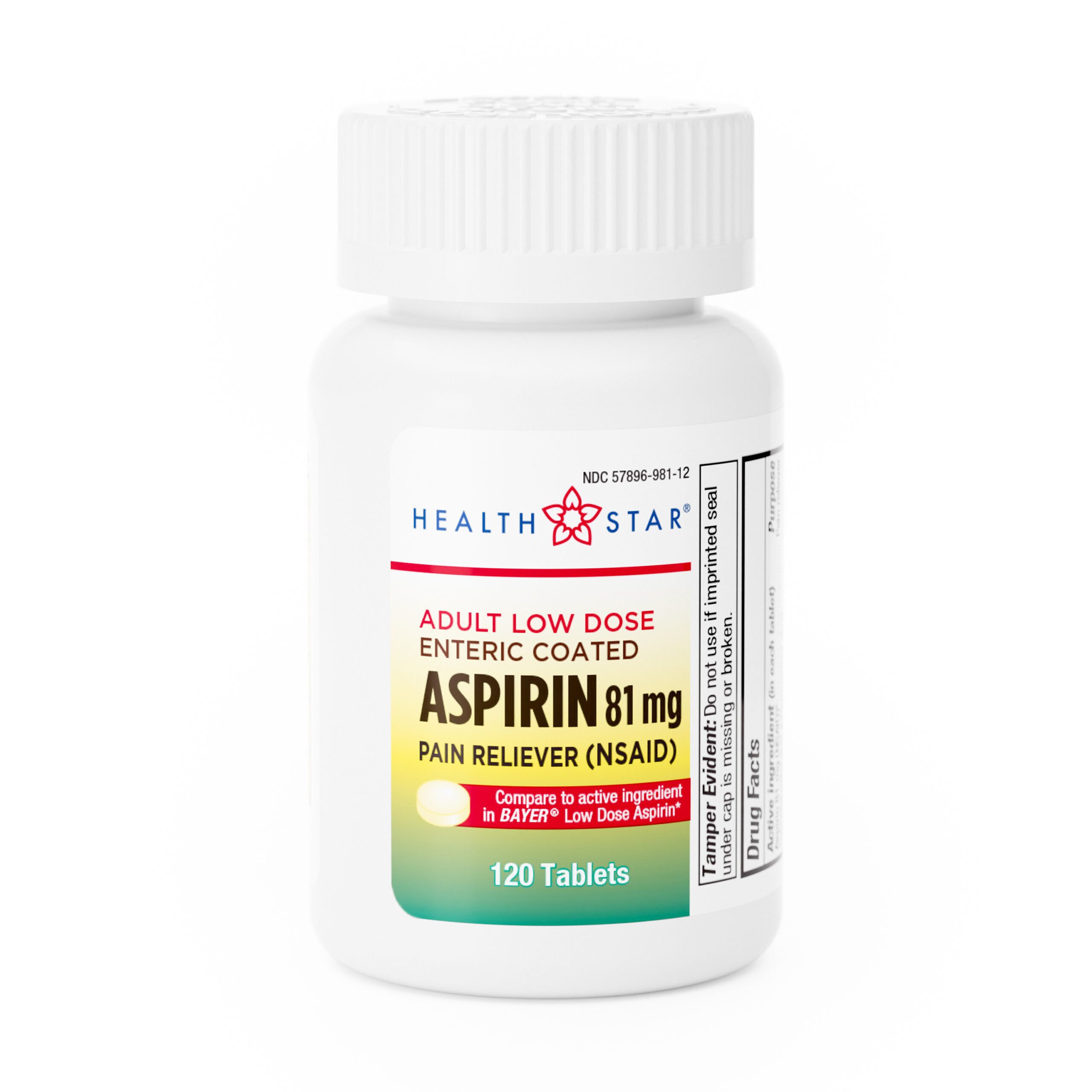 Aspirin 81mg Low Dose Enteric Coated - 120 Tablets - Geri-Care  Pharmaceuticals